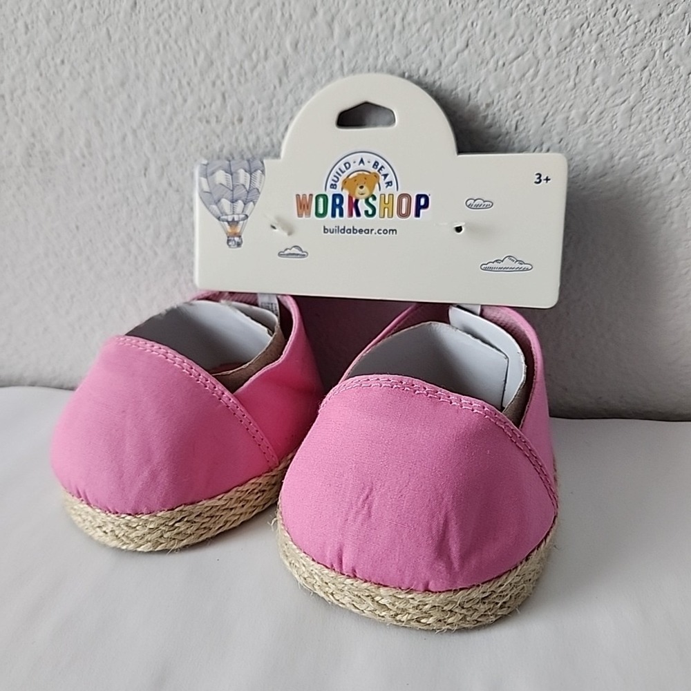 Build A Bear BAB‎ Shoes Pink Rope Canvas Slides Flats Stuffed Animal Accessories